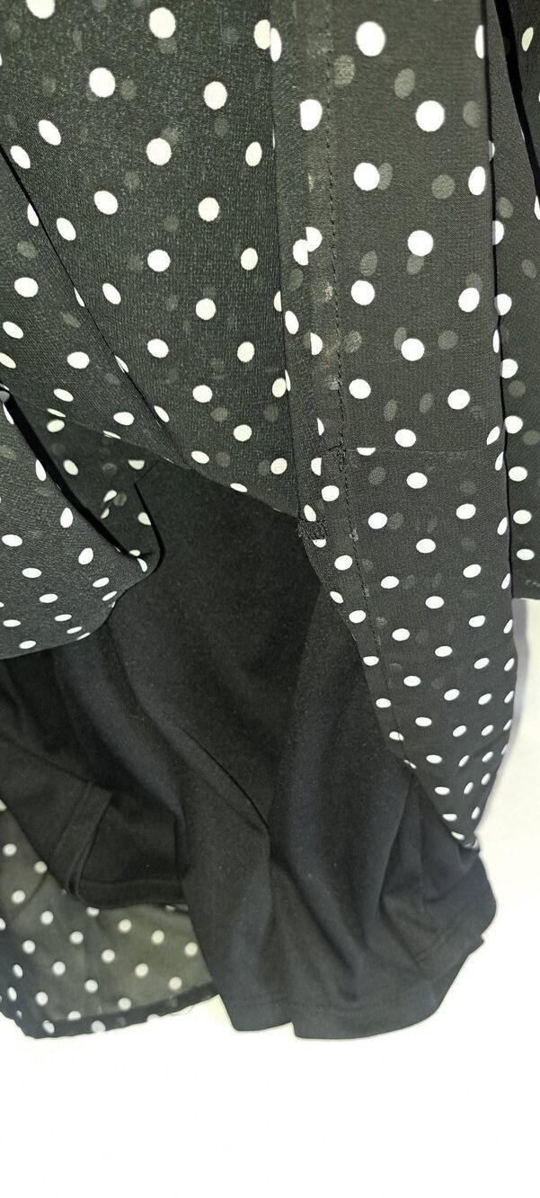 Maurices Black White Polka Dot Lace Shoulder Sleeveless Dress Size Small - Picture 5 of 7